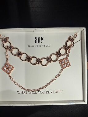 Rose Gold Double-Layer Floral Link Necklace